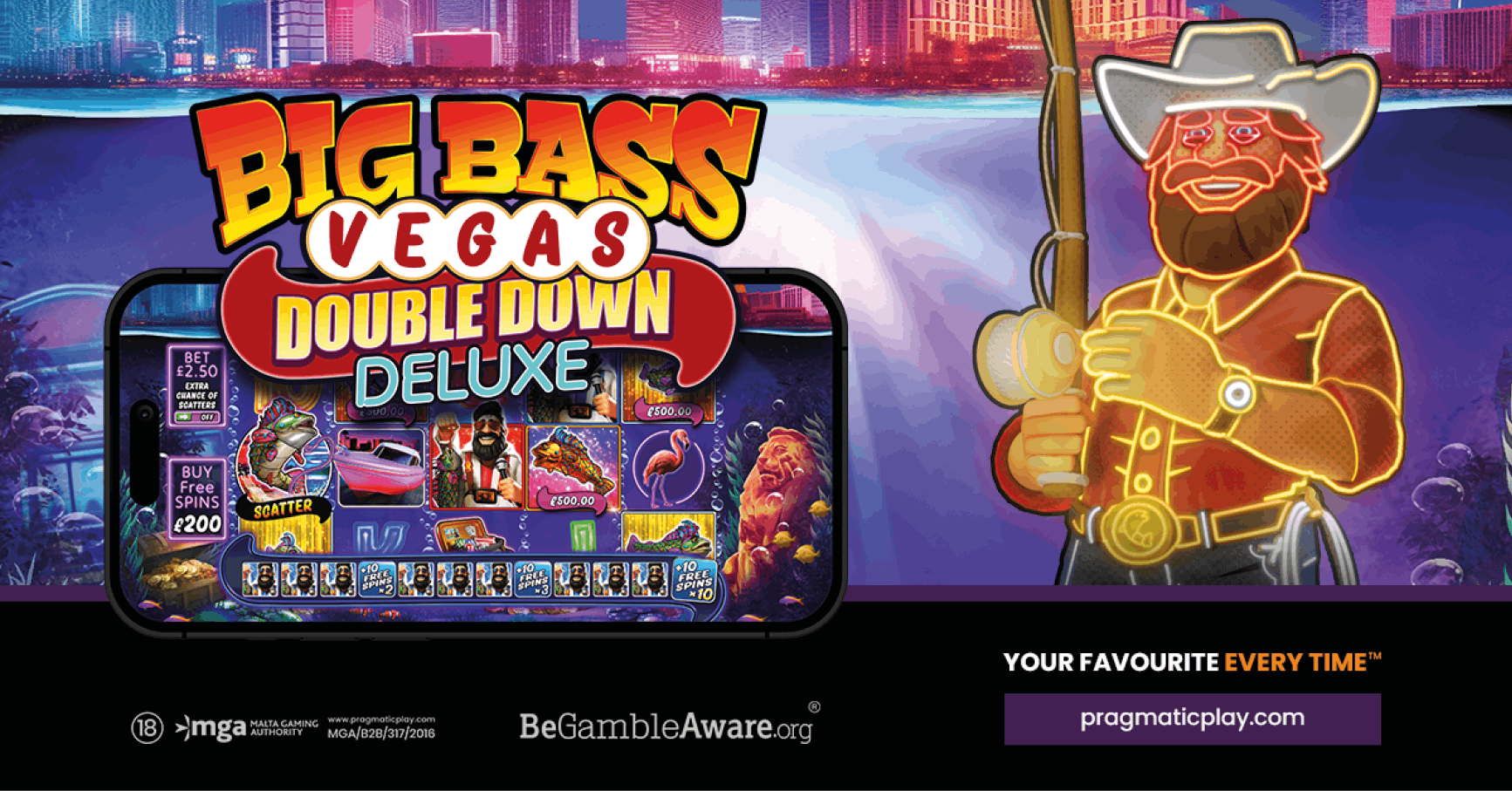 Big Bass Vegas — Hero-Banner auf Spins of Glory Casino
